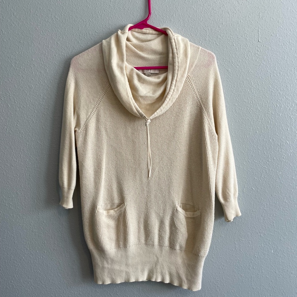 LOFT Cream Cowl Neck Sweater